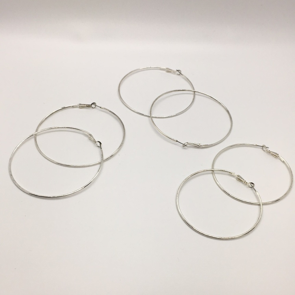 Lot of 3 pairs silver hoop earrings